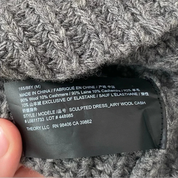 Theory Grey Melange Airy Wool Cashmere Sculpted Dress - Picture 8 of 8